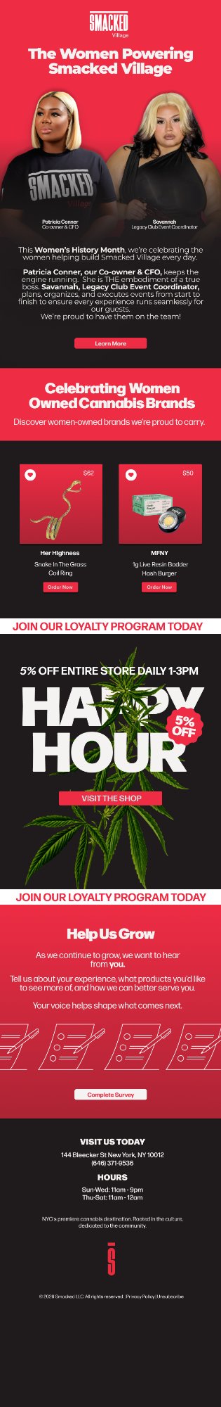 Smacked Village cannabis email campaign