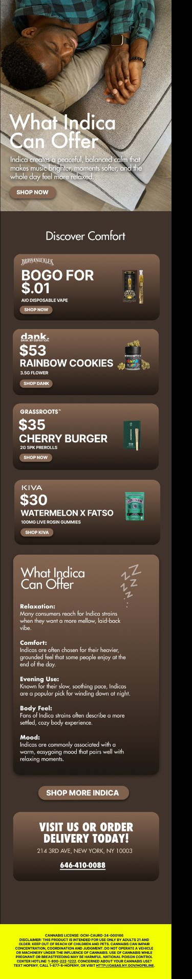 Green Genius Dispensary Indica strain email campaign